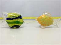 Art glass fish paperweights.