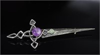 Vintage Scottish amethyst set sword brooch