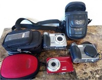 F - LOT OF CAMERAS W/ CASES (K13)