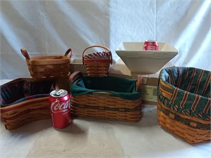 Longaberger Lot - 5 Baskets and 2 dishes, 4