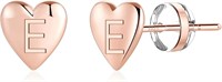 14k Gold-pl. Heart Letter ' E ' Initial Earring