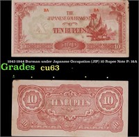 1942-1944 Myanmar (Japanese WWII Occupation) 10 Ru