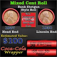 Mixed small cents 1c orig shotgun roll, 1927-p Lin