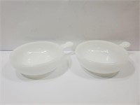 2 Mid Century White Oven-to-Table Handled Dishes