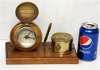 Vintage Water Meter Desk Set Clock Pen & Holder