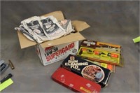 BOX OF ASSORTED SHOT BAGS AND GUN CLEANING KITS
