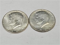 2- 1964 Kennedy Silver  Proof  Half Dollars