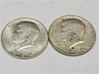 2-1964 Kennedy Silver Proof Half Dollars