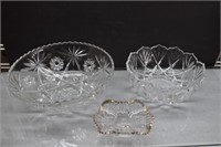 Assorted Clear Glassware, Sm Gold Trim Candy Dish,