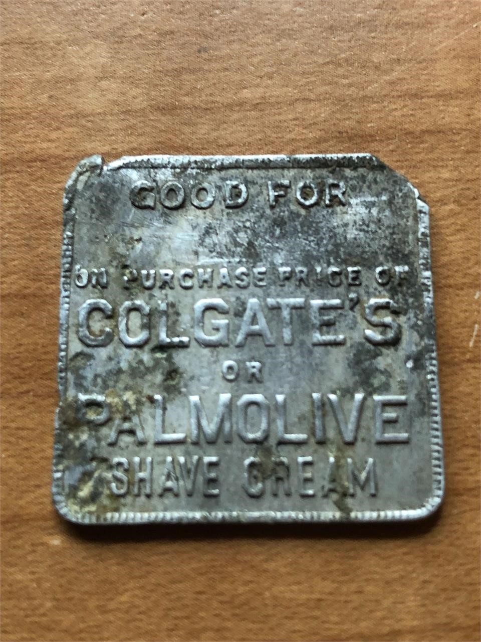 Antique Colgate Palmolive Shave Cream Trade Token