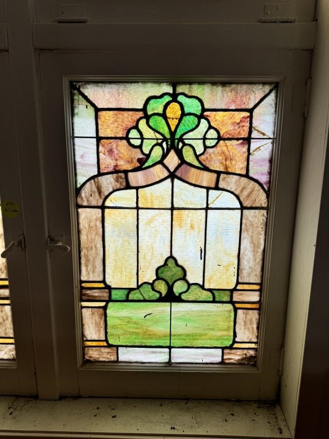 Vintage Stained Glass Window 39x25