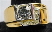 Man's rhinestone ring, 14KTGE ESPO, size 10