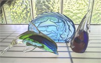 BLOWN GLASS DOLPHINS AND FISH