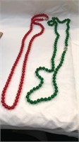 Green and red glass bead necklaces