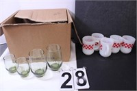 Libbey Smokey Green Glasses ~ 4 Purina Coffee Cups