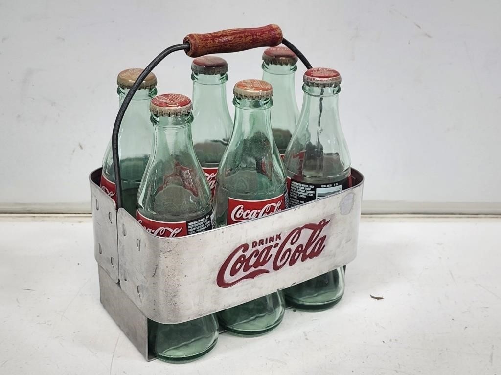 Coca-Cola 6 Pack Carrier with Wooden Handle