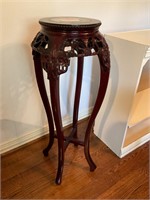 Asian Marble Cherry Carved Plant Stand