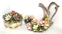 Capodimonte Floral Arrangements & Pitcher