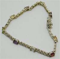 Sterling Silver Bracelet with Stones - 2.30 grams