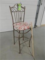 High back wrought iron chair; seat approx. 31" hi