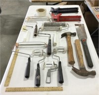 Hardware lot w/ hammers, paint rollers, &