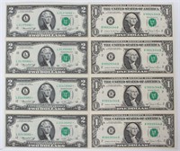 Coin Uncut Series 1981 $1 & Series 1976 $2 Notes