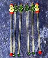 6-Xmas Glass swizzel sticks