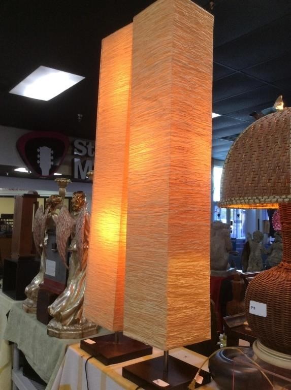 Pair of Asian paper floor lamps