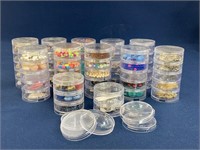 Assorted beads and crafting supplies