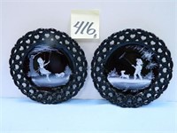 (2) Westmoreland Black Lace Design Plates