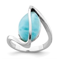 Sterling Silver Rhodium-plated Larimar Ring