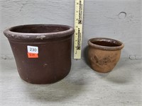 (2) Stoneware Pots