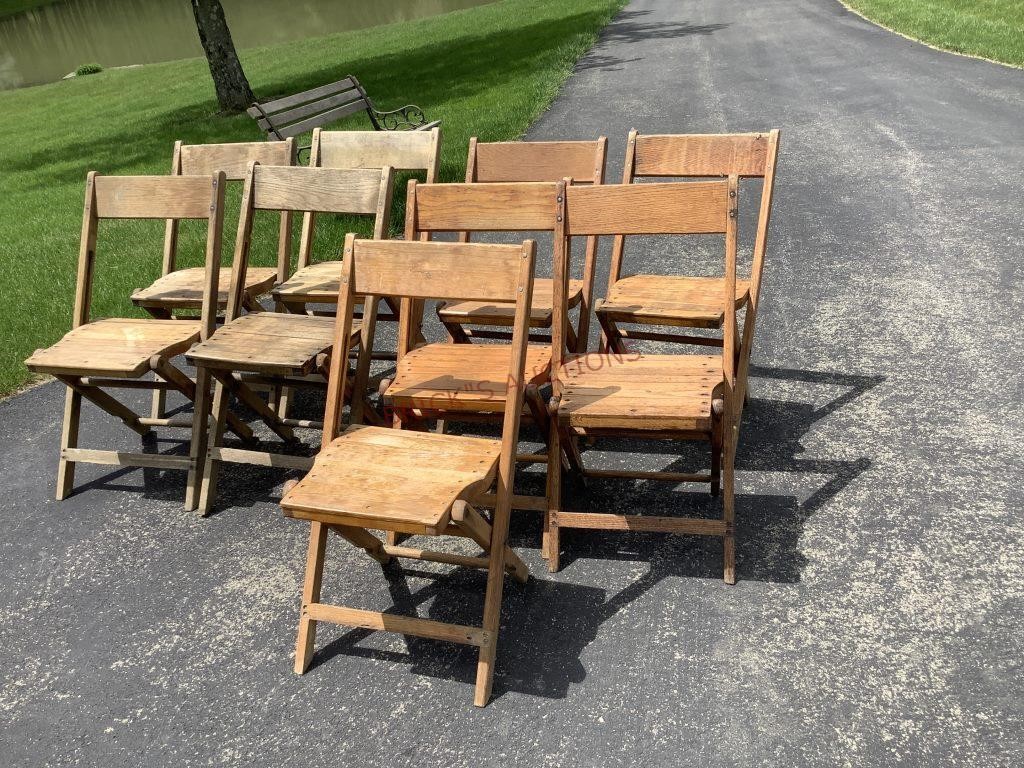 9 Wooden Folding Chairs