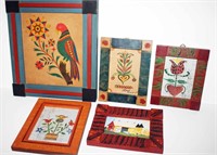 (5) Framed Folk Art Pictures & Framed - Largest