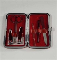 Sparkle red manicure set in sparkle red case new