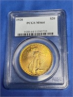 1928 PCGS MS64 $20 GOLD PIECE