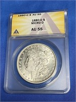 1880-O AU55 MICRO O SILVER AMERICAN EAGLE