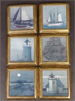 Ernst Pohlman Porcelain Brass Edge Nautical Tiles