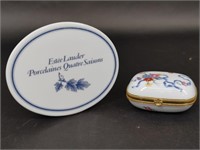 Estee Lauder Porcelain Counter Sign, Trinket Box