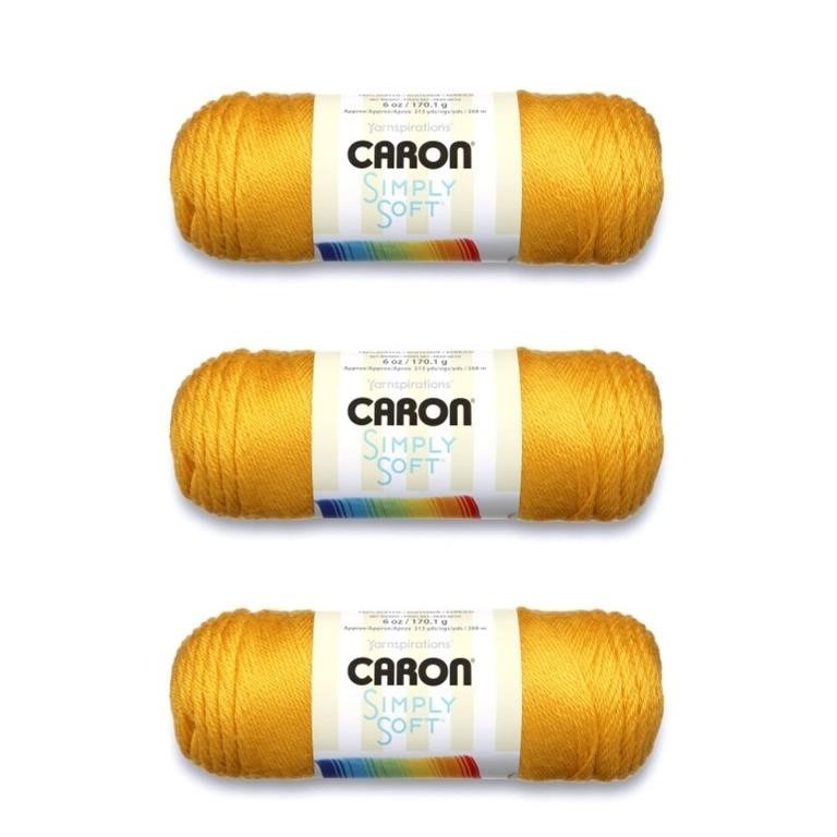 Caron Simply Soft Gold Yarn - 3 Pack of 170g/6oz