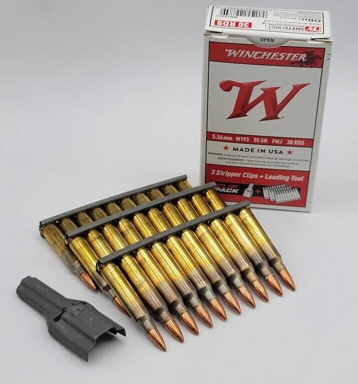 (30rds) Winchester 5.56mm M193 55gr FMJ Ammo Clips