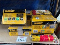 assorted DeWalt staples, and angle finish nails