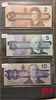 sheet with 3 Canadian bills