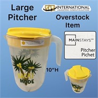 Large Plastic Pitcher w Adjustable Pour Spout Lid