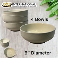 4 Large Stoneware Cereal/Soup Bowls