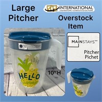 Large Plastic Pitcher w Adjustable Pour Spout Lid