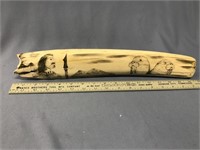17" large  heavy fossilized tusk, scrimmed with a