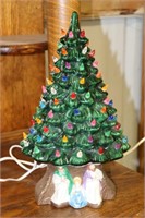Ceramic Christmas Tree with Manger Scene Base 14"