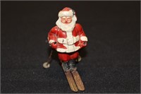 Vintage Cast Iron Santa Claus on Skis Made in USA