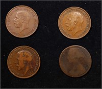 Group of 4 Coins, Great Britain Pennies, 1863, 191